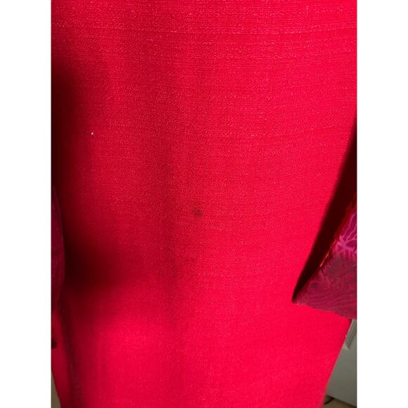 K Woman's 2-Piece 20W Red Dress Set Vintage Sheer Overlay Blouse Made in USA - Picture 3 of 16